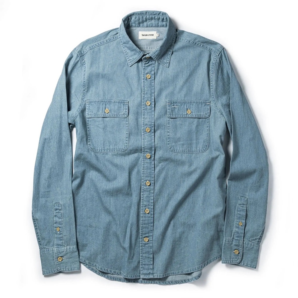 The Ledge Shirt
in Sun Bleached Chambray